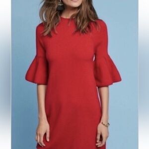 Moth Sweater Elegant Red Bell Sleeve Dress